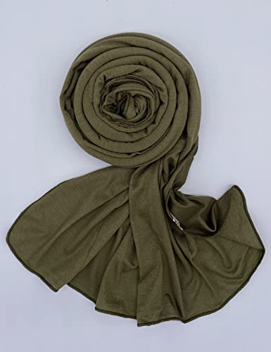 Txmout Premium Jersey Hijabs for Women - Cotton Muslim Scarfs - color: Olive