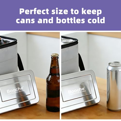 Stainless Steel Ice & Food Storage Container, Rapid-Freeze Long-Lasting Food-Safe Freezer Box, Reusable Cold Pack for Lunch Boxes, Picnics, Camping, Fishing (2)
