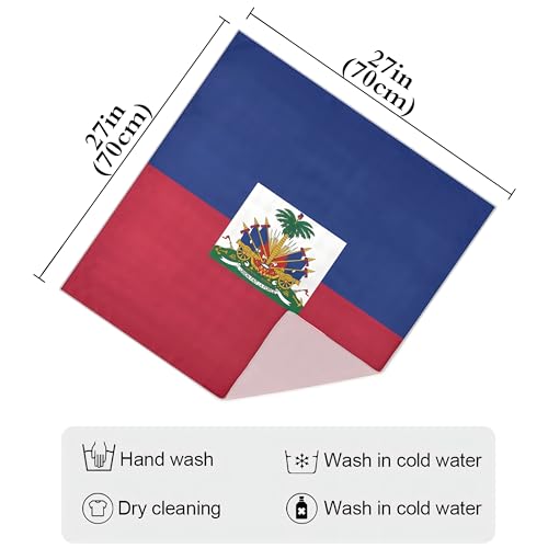 Bandana Square Head Scarf for Women Satin Hair Wrap Fashion Headband 27" - color: Hayti Flag