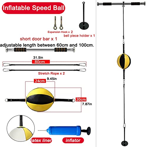 Double-End Punching Bags Wall Mount Boxing Bag Kit, Inflatable Reflex Bag, Speed Bag Hanging Boxing Equipment for Home Gym 32in Adjustable Cords, Stress Relief Exercise Equipment Boxing Striking