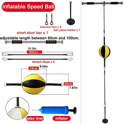 Double-End Punching Bags Wall Mount Boxing Bag Kit, Inflatable Reflex Bag, Speed Bag Hanging Boxing Equipment for Home Gym 32in Adjustable Cords, Stress Relief Exercise Equipment Boxing Striking