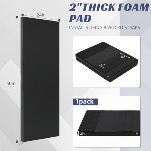 1-Piece Wall Pads for Gym, 2" Thick Wall Cushion Padding Basketball Court Garage Wall Mount Protector, 60" L x 24" W Anti Collision Exercise Mats for Basement Taekwondo - color: Black