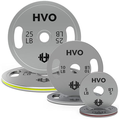 HVO Olympic Weight Plates with Grip: 2 Inch Standard Calibrated Weight Plates For Home Gyms, Fitness Centers, Strength Workouts, Barbell Use Olympic Standard Weights - size: 80LB Set: 1 Pair of each: 5/10/25LB