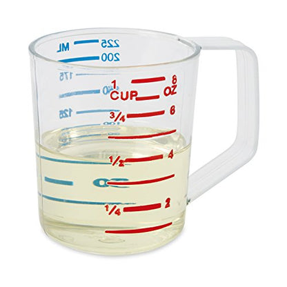 Rubbermaid Commercial Products Bouncer Clear Measuring Cup, 1-Cup /0.25-Quart, Clear, Strong Food Grade, Easy Read for Liquid/Dry Ingredients, for Home/Professional Kitchen - size: 1/4 Qt