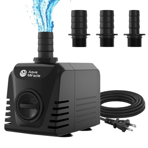 AquaMiracle Submersible Water Pump Aquarium Water Pump with Flow Control, Pond Pump Fountain Pump for Pond, Fountain, Waterfall, Statuary, Water feature, Hydroponics (400GPH, 25W) - size: 400GPH, 25W