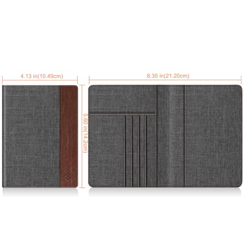 FINTIE Passport Holder, Slim Travel Wallet RFID Blocking Card Case Cover - color: Denim Charcoal Brown