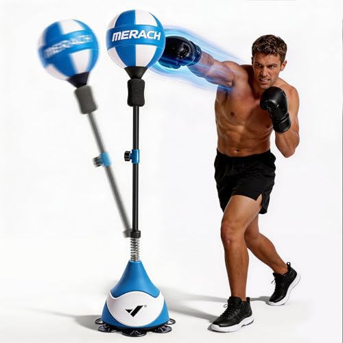 MERACH Punching Bag for Teens & Adults, Punching Bag with Stand, 53-62 Inches Height Adjustable Sand-Filled Base with Suction Cup, Boxings Equipment, Freestanding Reflex Bag Kit - size: Pro-