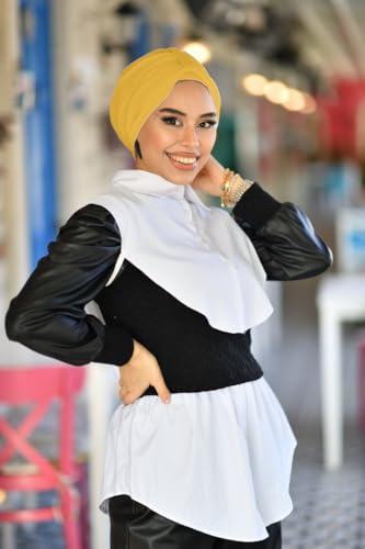 para life Band Turbans for Women, Breathable Instant Turban|Standard Size Stretchable Cotton Sandy|Pre-tied Hijab Cap - color: Mustard