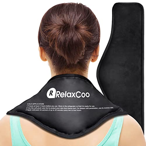 Neck Ice Pack Wrap, RelaxCoo Reusable Gel Ice Pack for Neck Shoulders, Cold Compress Therapy for Pain Relief, Injuries, Swelling, Bruises, Sprains, Inflammation and Cervical Surgery Recovery - style: BLack-1 Pack