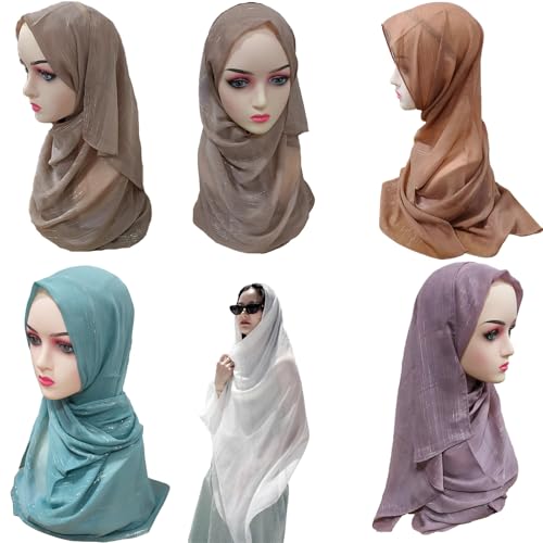 Women Hijab Chiffon Head Scarf Lightweight Shimmer Scarves Crepe Wedding Shawls and Wraps for Evening Dresses Shiny - color: Sky Blue
