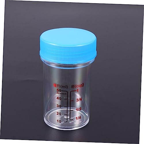NUOBESTY Plastic Measuring Cups Set with Leak Proof Lids Clear Scale Beakers 5.51 Inch Reusable Laboratory and Kitchen Liquid Measuring Cups for Crafts and Medical Science - color: Blue