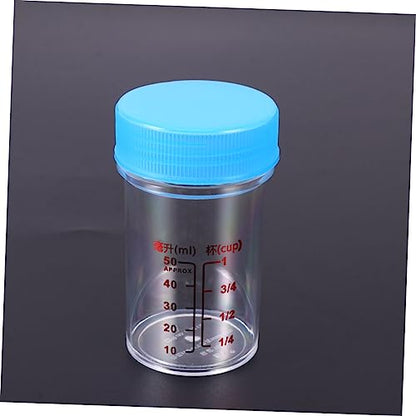 NUOBESTY Plastic Measuring Cups Set with Leak Proof Lids Clear Scale Beakers 5.51 Inch Reusable Laboratory and Kitchen Liquid Measuring Cups for Crafts and Medical Science - color: Blue
