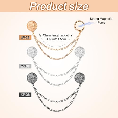 6 Pcs Magnetic Clothing Clips, Clothing Magnets with Chain Magnetic T-Shirt Button Clip Multi Function Magnetic Clothes Pins Accessories for Fasten Hems Fabric Trouser Legs Hijab Sleeves (Lotus) - style: Lotus