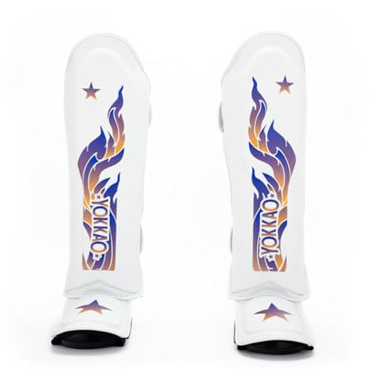 YOKKAO Microfiber Shin Guards - A-Grade Thai Microfiber | Multi-Layer Foam | Single-Shell Wrap | Produced at YOKKAO Factory, Thailand | S-L - color: White Flame, size: Large