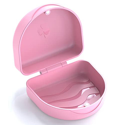 Retainer Case Denture Case: BVN Orthodontic Dental Case, Slim Braces Case, Mouth Guard Case, Denture Box, Teeth Aligner Case, Night Guard Case Container Storage Holder Pink - color: Pink