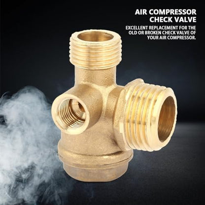 Central Pneumatic Compressor Parts, Air Compressor Check Valve, 3 Port Brass Air Compressor Male Threaded, for Tube Connector Tool