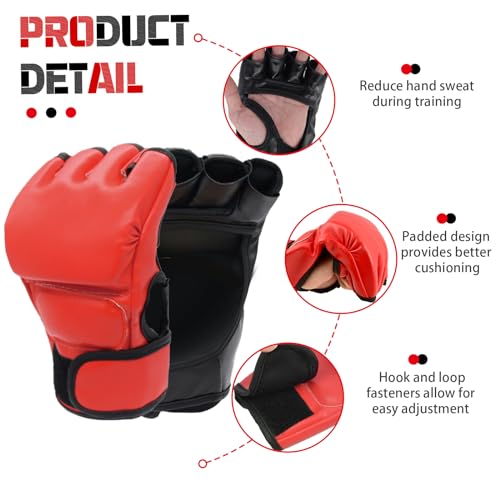 Boxing Gloves and Headgear Set Including 2 Pack Boxing Headgear and 2 Pack Boxing Gloves Boxing Equipment Sparring Gear Equipment for Beginners Adults - color: BlackRed