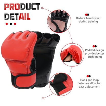 Boxing Gloves and Headgear Set Including 2 Pack Boxing Headgear and 2 Pack Boxing Gloves Boxing Equipment Sparring Gear Equipment for Beginners Adults - color: BlackRed