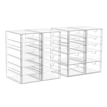 ARSTPEOE 22-Drawer Acrylic Storage & Makeup Organizer for Desk, Bath | Smooth-glide drawers, clear acrylic, stackable, dustproof, wipe-clean, for lipsticks, lip glosses, blushes, pen - size: 22 Drawers