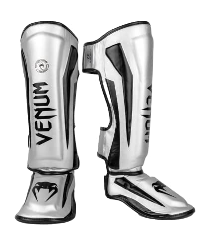 Venum Elite Standup Shin Guards - color: Silver/Black, size: Large