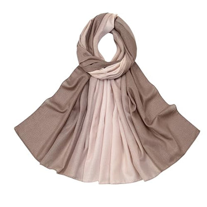 RARITYUS Fashion Gradient Color Hijab Scarf for Women Glitter Modal Instant Muslim Islamic Hijab Head Wraps Long Shawls - color: Khaki
