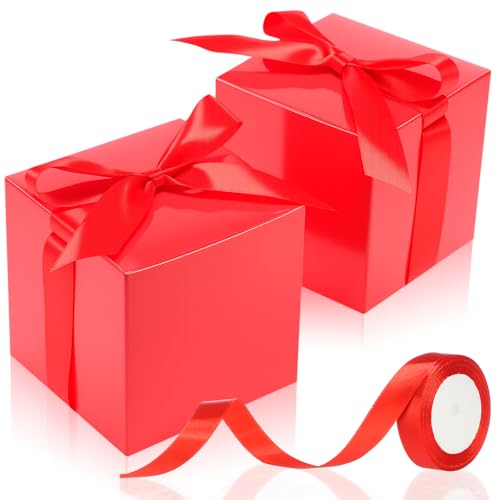 MotiMind 48 Pcs Wedding Gift Boxes with Lids Ribbon,Red,2 Inch - color: Red, size: 2 inch