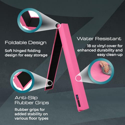 Z-Athletic Gymnastics Training Foldable Foam 8-Foot Floor Balance Beam for Kids, Pink