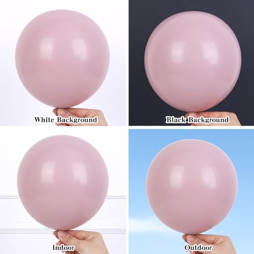 RUBFAC Dusty Pink Balloons 129pcs Different Sizes Pack of 18 12 10 5 Inch - color: Dusty Pink
