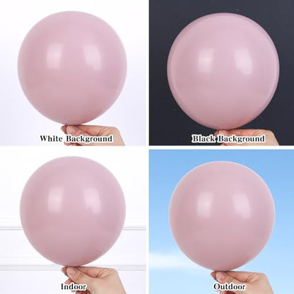 RUBFAC Dusty Pink Balloons 129pcs Different Sizes Pack of 18 12 10 5 Inch - color: Dusty Pink