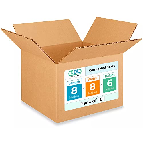 Small Moving & Shipping Boxes 8 x 8 x 6 inches (5-Pack) - Extra Strength 200 lb vs Regular - Corrugated Packing for Moving - Heavy Duty Moving Box - Strong Box for Shipping by IDL Packaging - size: 8 * 8 * 6" (Small Boxes)