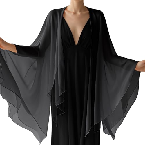 Chiffon Scarf,Soft Breathable Chiffon Shawls and Wraps,Silky Women's Hijab for Evening Dresses Wedding Bridal Scarves - color: Black, size: 67 x 28 inches