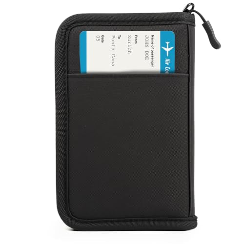 Passport Holder for Travel, Women Rfid Blocking Passport Wallet, Travel Essentials Premium Wallets, Waterproof Passport Holders Bag for Men Traveling, Travel Document Organizer Credit Cards Case - color: Single - Carbon Black