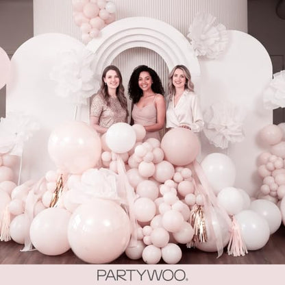 PartyWoo Beige Balloons 155pcs Boho Cream Ivory Neutral Color - color: White-f60