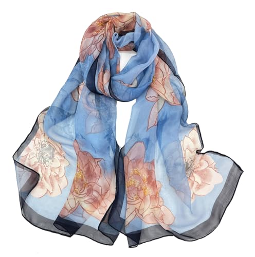 Pokeedioty Scarfs for Women Lightweight Fashion Scarves Elegant Floral Pattern Sheer Scarfs Sunscreen Shawls Wraps - color: P 088