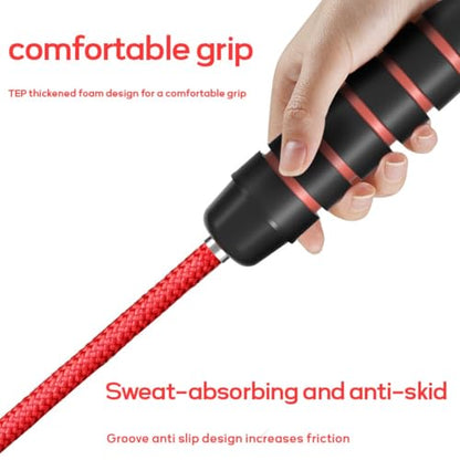 23 FT Long Jump Rope for Kids Adults,Double Dutch Jump Rope,Adjustable Skipping Ropes with High-strength Nylon Braided Rope Core,360°Rotation Not Entangled,Long Enough for 4-6 Jumpers.Red