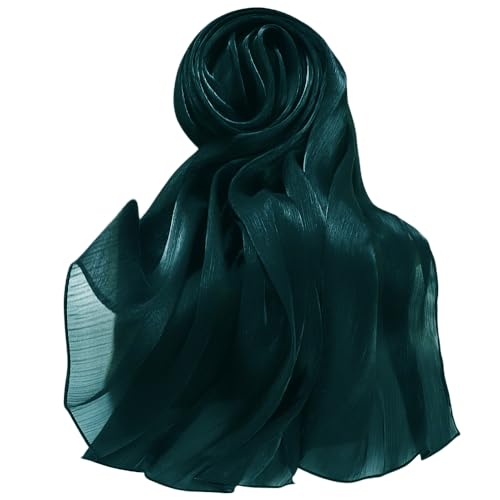 Lina & Lily Sheen Shimmer Women's Crepe Scarf Shawl Wrap Head Hijab Lightweight - color: Dark Teal