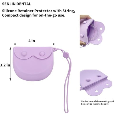 1PC Silicone Retainer Case with Lanyard, Cute Vent Holes Denture Box, Mouth Guard Case Travel Holder for Girls, Women, Men (Pink with Lanyard) - color: Blue with Lanyard