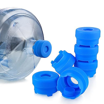 [6-Pack] Water Jug Cap for 2,3,4,5 Gallon Water Bottles with 55-60mm Standard/Screw/Crown Tops, Food-Grade Silicone Reusable Water Bottle Caps, Leak-Free Water Bottle Dispenser Caps Lids - color: Blue, size: 6 Pack
