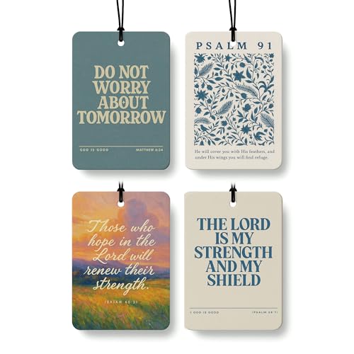 Christian Faith Car Air Freshener 4 Pcs Coconut Scented, Christian Car Accessories Mirror Decor for Women, Inspiration Bible Verse Floral Hanging Air Freshener for Cars Closet Drawer Books - color: Color-02