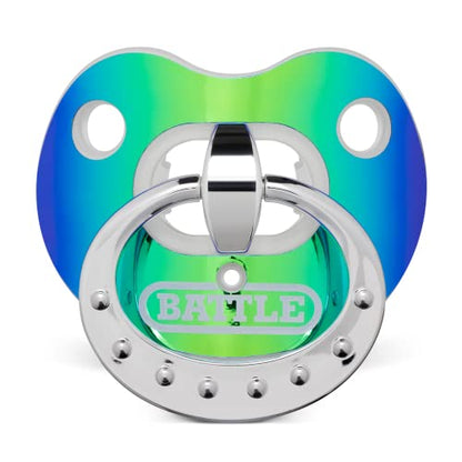 Battle Sports Binky Oxygen Football Mouthguard - Detachable Strap, Maximum Breathability, Works with Braces & No Boiling Required - color: Iridescent Blue/Green