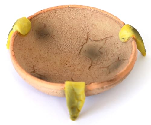 Reptile Feeding Dish round Bowl,Reptile rock food/Water Dish for Reptiles,Amphibians,Bearded Dragon,Lizard,Frog,Gecko,Tortoise,Hermit Crab and Other Little Critters,Made from Premium Resin(Small Size) - color: Yellow-Orange