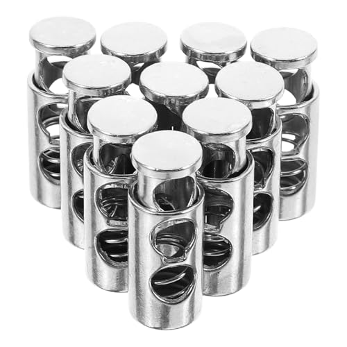 OHPHCALL 25pcs Metal Spring Cord Locks Drawstring Toggles for Secure Fastening Adjustable Double Hole Design for Clothing Bags Crafts Bright Finish for Versatile Use