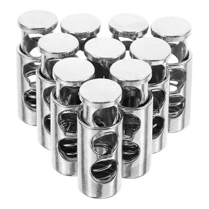 OHPHCALL 25pcs Metal Spring Cord Locks Drawstring Toggles for Secure Fastening Adjustable Double Hole Design for Clothing Bags Crafts Bright Finish for Versatile Use