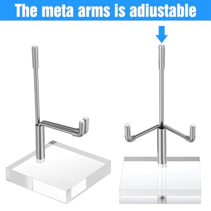16 PCS Adjustable Metal Arms Display Stand, 2 X 2 X 3.5 Inch Small Rock Display Stand with Acrylic Base Small Displays Easel Holder Crystal Displays Stands for Picture Coral Geodes Mineral Agate