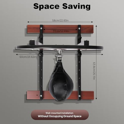 Speed Bag Platform Kit, Wall-Mounted Speed Bag Stand, 5 Gears Adjustable Height Punching Practice with 360° Rotatable Ball for Boxing Gym Training, Home, Garage, Living Room