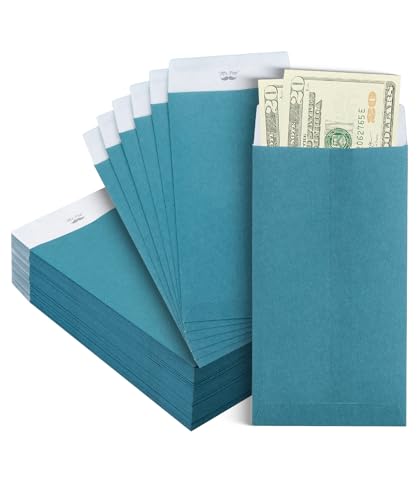 Mr. Pen- Money Envelopes for Cash, 6.5" x 3.5", 100 Pack, Kraft Paper | Self-Adhesive Bulk Cash Envelopes for Budgeting, Money and Coin Saving, Check, Budget, Small Item Organizing - color: Teal, size: 100 Pack