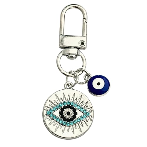 Blue Evil Eye Keychain Hamsa Hand Protection Keyring Good Luck Amulet for Purse Keys,Spiritual Gift for Women Men - color: Big Eyes