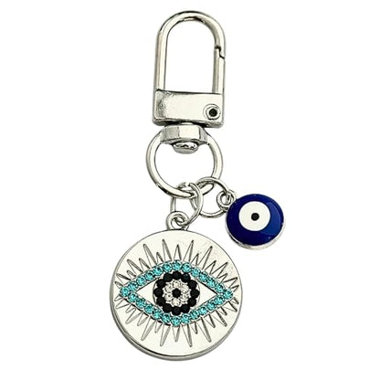 Blue Evil Eye Keychain Hamsa Hand Protection Keyring Good Luck Amulet for Purse Keys,Spiritual Gift for Women Men - color: Big Eyes