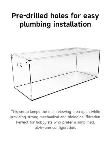 150-GO-P Gallon Starfire Aquariums with Center Overflow 60x24x24 H 12mm Shadow Overflow Peninsula - size: 60"x24"x24"