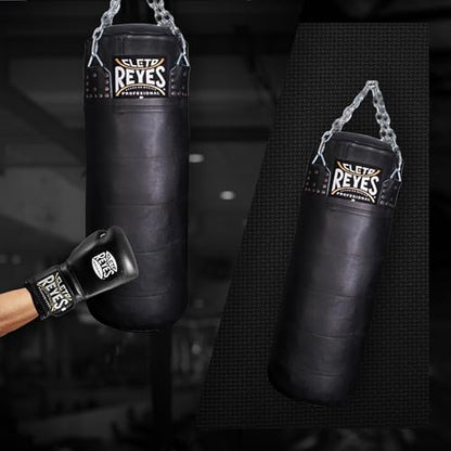 CLETO REYES Heavy Punching Bag for Adults Boxing Training Equipment, MMA, Kickboxing, Muay Thai, Cowhide Leather, Black - size: X-Large